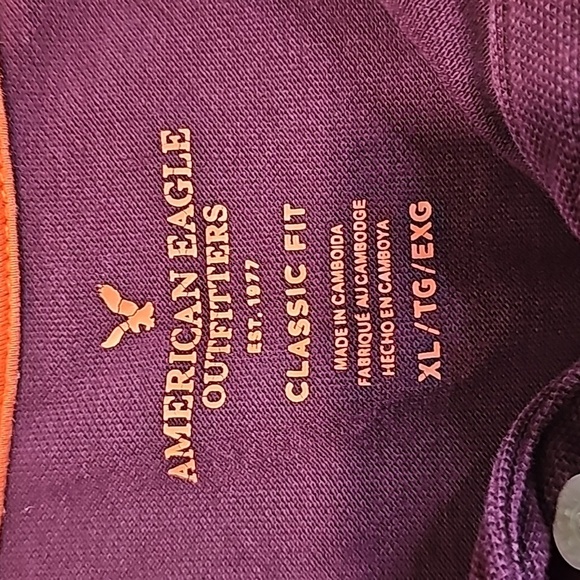 American Eagle XL maroon and orange classic fit polo short sleeve - Picture 5 of 6